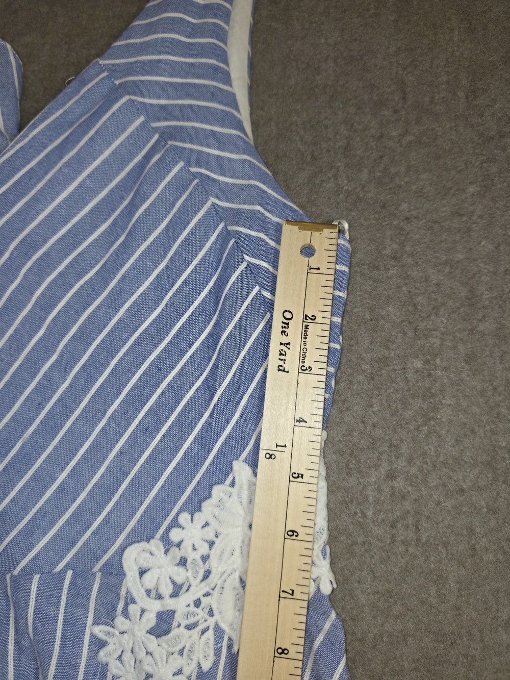 Francesca's Collections Miami Blue & White Stripe Lace Detail Poly-Cotton Blend - Picture 14 of 15